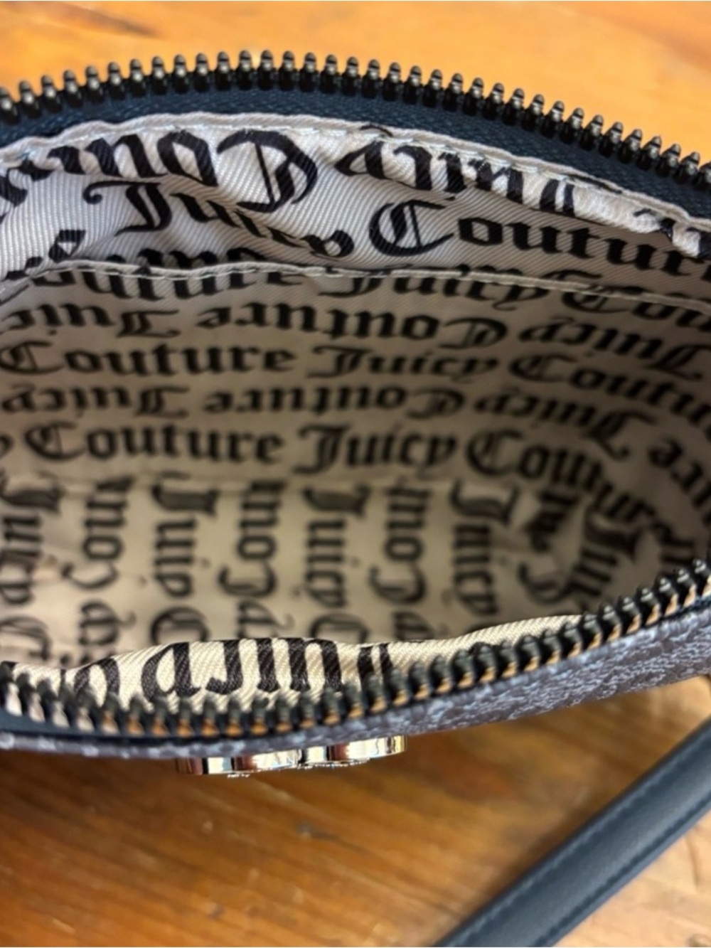 Juicy Couture Brown Logo Monogram Shoulder Bag with Gold Heart Charm - Picture 5 of 5